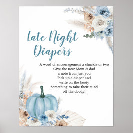 Boho Rustic Pumpkin Herfst Late Night Diaper Poste Poster