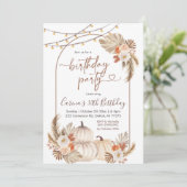 Boho Rustic Pumpkin String Light Herfst Birthday Kaart (Staand voorkant)