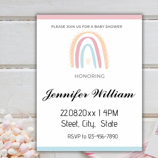 Boho Rustic Rainbow Genderneutraal Baby shower Kaart