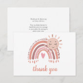 Boho Rustic Rainbow & Sun Baby shower voor Girl Bedankkaart (Voorkant / Achterkant)