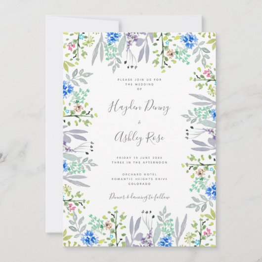 Boho rustic romantic floral Wedding Invitation Kaart (Voorkant)