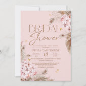 Boho Rustic Roze Roze Bruiloftsfeest Uitnodiging (Voorkant)