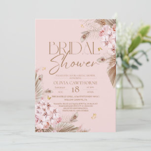 Boho Rustic Roze Roze Bruiloftsfeest Uitnodiging