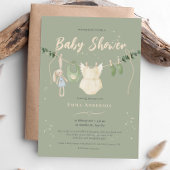 Boho Rustic Sage Genderneutraal  Baby Kaart