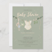 Boho Rustic Sage Genderneutraal  Baby Kaart (Voorkant)