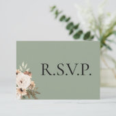 Boho Rustic Sage Green Wedding RSVP Kaartje (Staand voorkant)