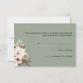 Boho Rustic Sage Green Wedding RSVP Kaartje (Achterkant)