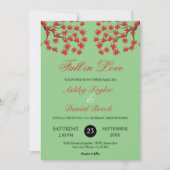Boho Rustic Salie Groen Rode Bladeren Herfst Bruil Kaart (Voorkant)
