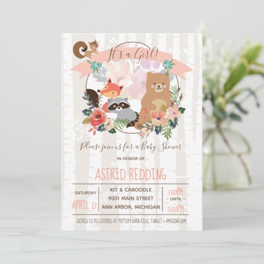 Boho Rustic Spring Birch Woodland Baby shower Kaart (Staand voorkant)