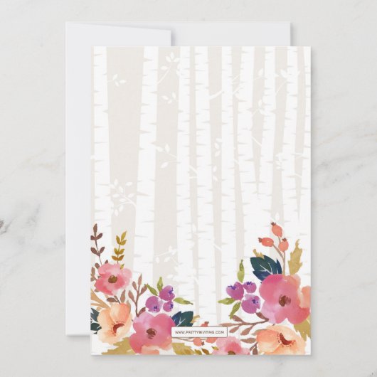 Boho Rustic Spring Birch Woodland Baby shower Kaart (Achterkant)