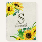 Boho Rustic Sunflower Monogram Initiaal Notitieboek (Voorkant)