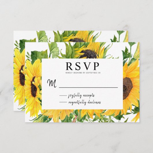 Boho Rustic Sunflower Summer Bouquet RSVP (Voorkant / Achterkant)