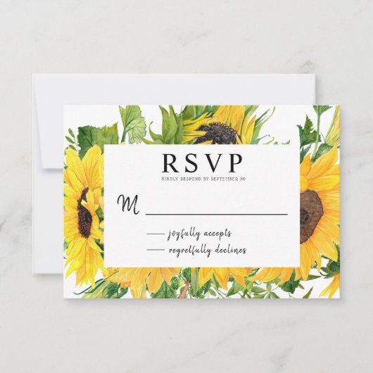 Boho Rustic Sunflower Summer Bouquet RSVP Kaartje (Voorkant)
