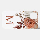 Boho Rustic Terracotta Florals Monogram Initiaal Case-Mate iPhone Case (Achterkant (horizontaal))