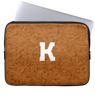 Boho Rustic Textured Wood bruin gepersonaliseerd Laptop Sleeve