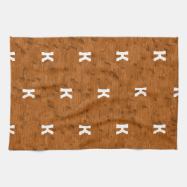 Boho Rustic Textured Wood bruin gepersonaliseerd Theedoek