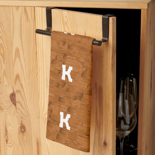 Boho Rustic Textured Wood bruin gepersonaliseerd Theedoek (Derde Gevouwen)