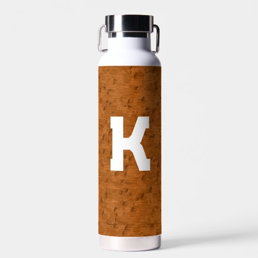 Boho Rustic Textured Wood bruin gepersonaliseerd Waterfles (Voorkant)