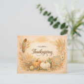 Boho Rustic Thanksgiving Pompoen Oogst Feestdagenkaart (Staand voorkant)