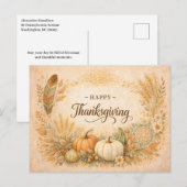 Boho Rustic Thanksgiving Pompoen Oogst Feestdagenkaart (Voorkant / Achterkant)