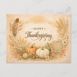 Boho Rustic Thanksgiving Pompoen Oogst Feestdagenkaart