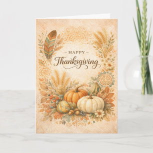 Boho Rustic Thanksgiving Pompoen Oogst Kaart