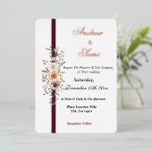 Boho Rustic trouwuitnodiging Folie Uitnodiging (Staand Voorkant)