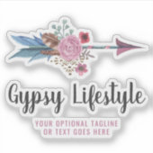 Boho Rustic Veer Pijl Waterverf Boheemse Logo Sticker (Voorkant)