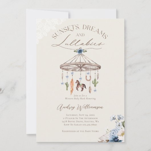 Boho Rustic Wagon Wheel Mobile Western Baby shower Kaart (Voorkant)