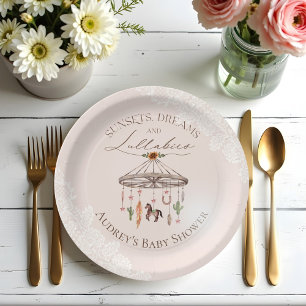 Boho Rustic Wagon Wheel Mobile Western Baby shower Papieren Bordje