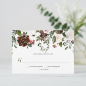 Boho Rustic Waterverf Bloemstuk RSVP Kaartje (Staand voorkant)