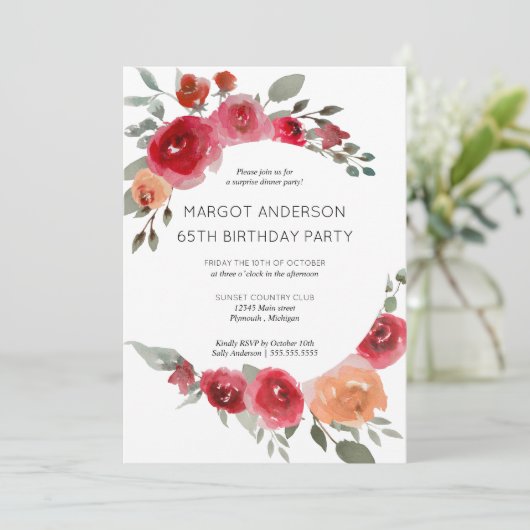 Boho rustic waterverf floral party call kaart (Staand voorkant)