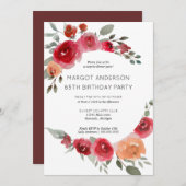 Boho rustic waterverf floral party call kaart (Voorkant / Achterkant)