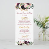 Boho Rustic Waterverf Flowers Gold Script Menu Kaart (Staand voorkant)