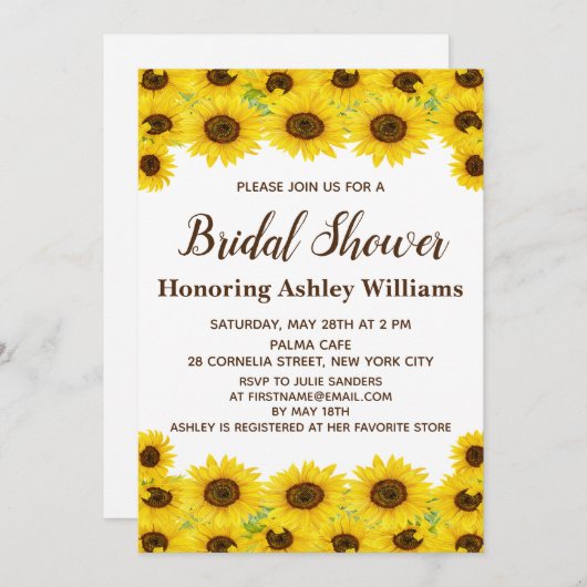 Boho Rustic Waterverf Sunflower Vrijgezellenfeest Kaart (Voorkant / Achterkant)