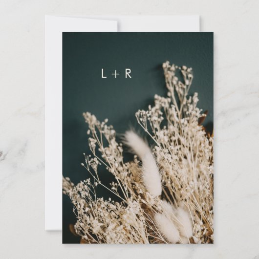 Boho Rustic Wedding Forest Green Dried Floral Boho Kaart (Achterkant)