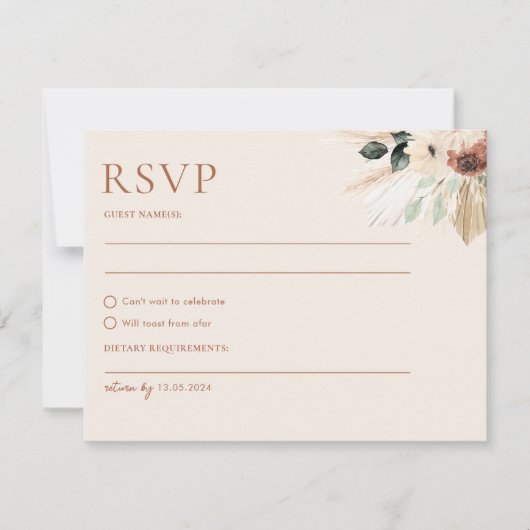 Boho Rustic Wedding RSVP Kaart Briefkaart Enclosur (Voorkant)