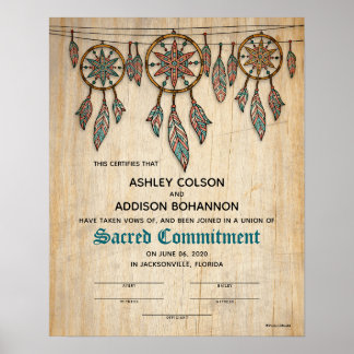 Boho Rustic WeddingCertificate Poster