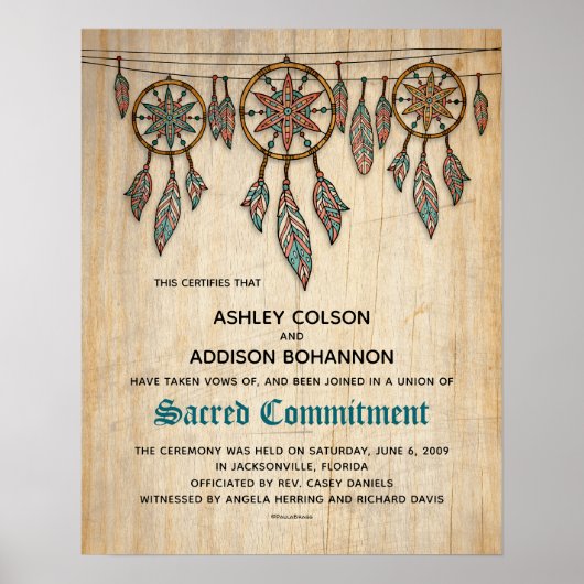 Boho Rustic WeddingCertificate Poster (Voorkant)