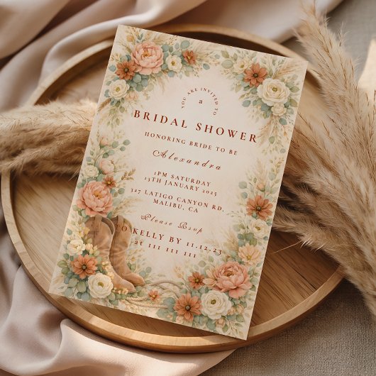 Boho Rustic Western Bruiloftsfeest Kaart