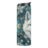 Boho Rustic White Wolf Mandala Thermosbeker (Gedraaid links)