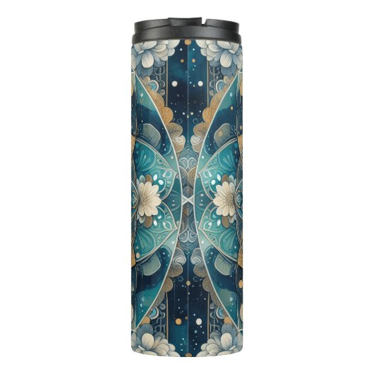 Boho Rustic White Wolf Mandala Thermosbeker (Achterkant)