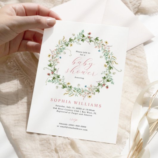 Boho Rustic Wildflower Baby shower Uitnodiging