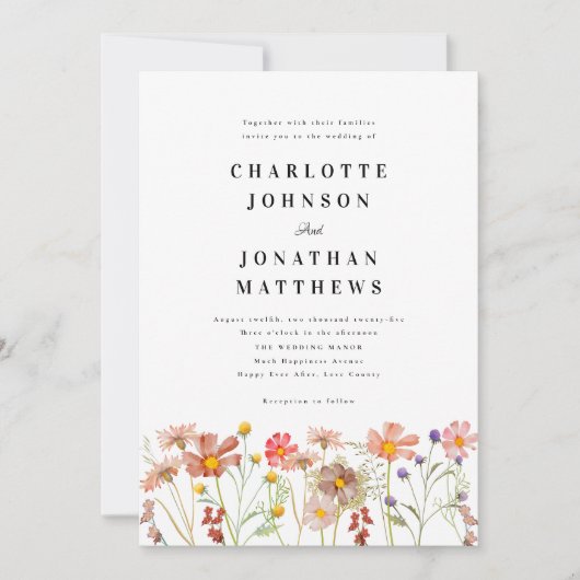 Boho Rustic Wildflower Bloemen Kaart (Voorkant)