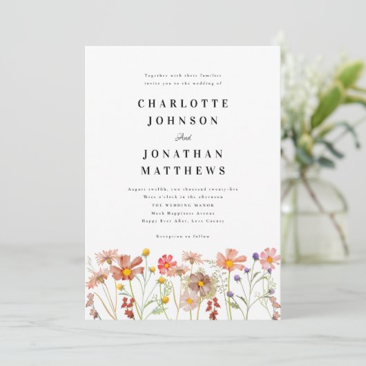 Boho Rustic Wildflower Bloemen Kaart (Staand voorkant)