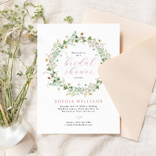 Boho Rustic Wildflower Bridal Shower Kaart