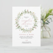 Boho Rustic Wildflower Couples Shower Invitation Kaart (Staand voorkant)