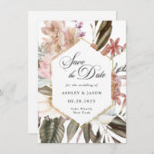 Boho Rustic Wildflower Sla de datum op met Foto Save The Date (Voorkant / Achterkant)