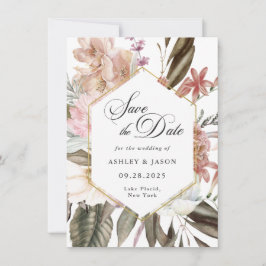 Boho Rustic Wildflower Sla de datum op met Foto Save The Date