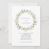 Boho Rustic Wildflower Wedding Invitation Kaart (Voorkant)
